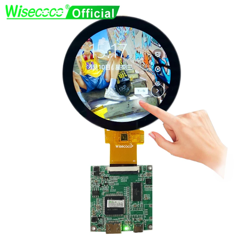 Wisecoco 원형 원형 IPS LCD 디스플레이 터치 스크린, 라즈베리 파이 아날로그 게이지, 자동차 대시보드 RGB 480x480, 2.8 인치