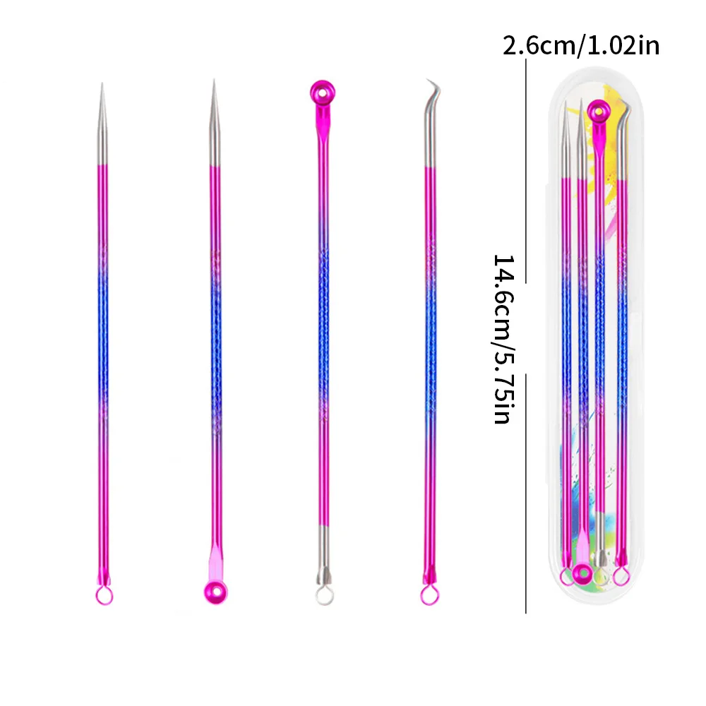4PCS Akne Mitesser und Akne Entferner Hautpflege Weibliche Schönheit Akne Behandlung Poren Reinigung Nadel Haken