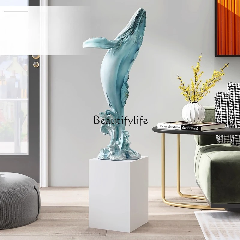 

Whale ornament living room large floor-to-ceiling entrance TV cabinet next to sofa decoration housewarming new home