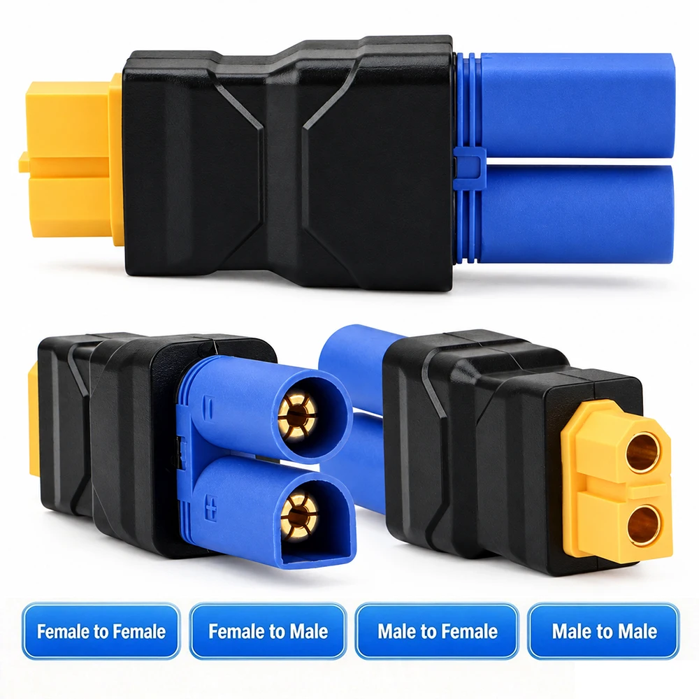 EC5 to XT60 Connector XT60 Female to EC5 Male Adapter Injection Molded RC Battery Adapter for LiPo Battery Micro FPV Drone