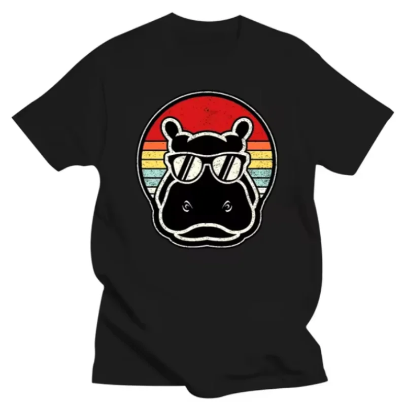 

Retro Vintage Hippo Hippopotamus Sunglass Tee Tops Round Neck Short-Sleeve Fashion Tshirt Clothing Casual Basic T-shirts 16888