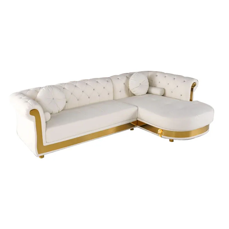 

Light luxury leather sofa, post-modern simple American living room combination, buckle leather sofa, Nord