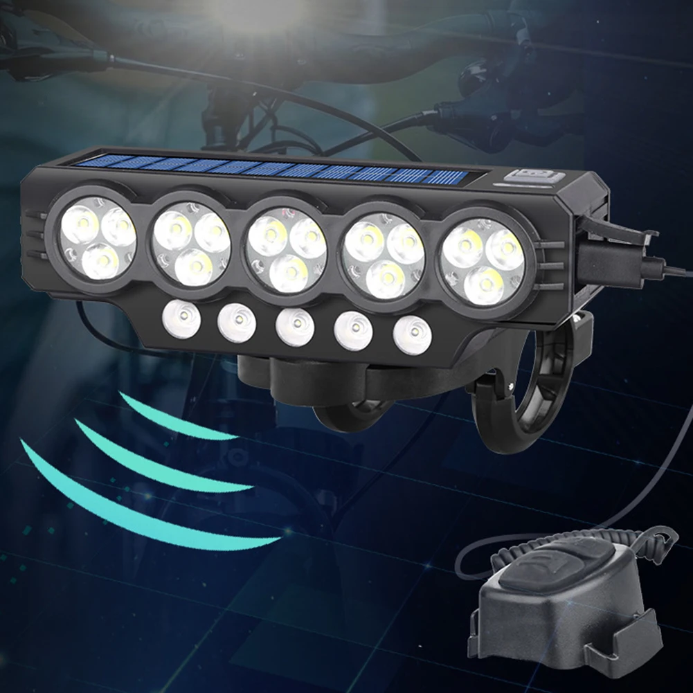 20LED الشمسية الدراجات سلامة الجبهة مصباح عرض الطاقة سطوع عالية الدراجة مصباح يدوي تسليط الضوء على الدراجة الجبهة الخفيفة لركوب الليل #5