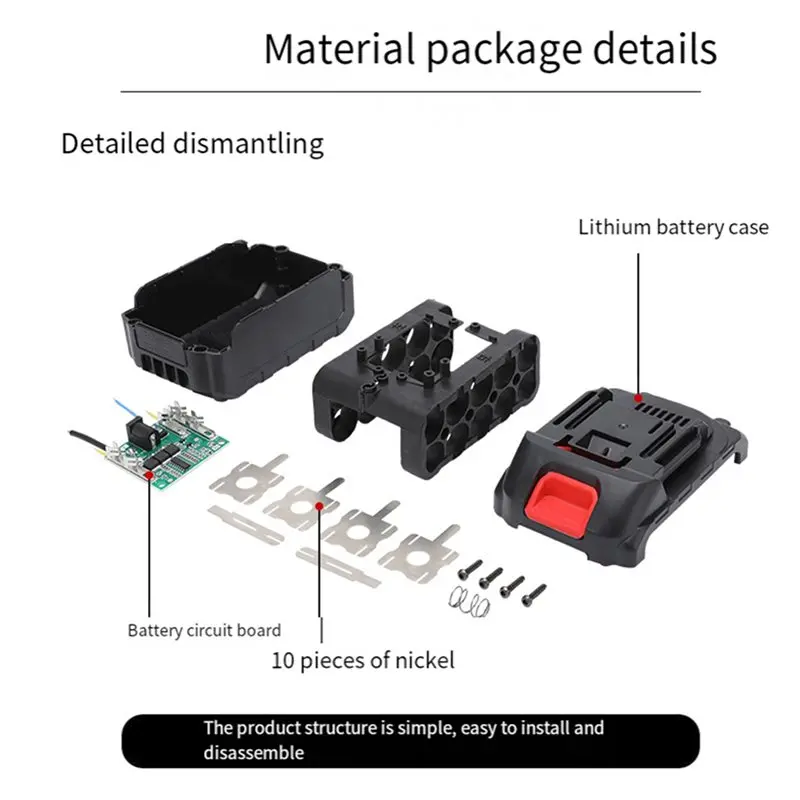 5X Power Tools Case BMS 21V Battery Storage Box For Wireless Electric Angle Grinder Cutting 18650 Battery Case