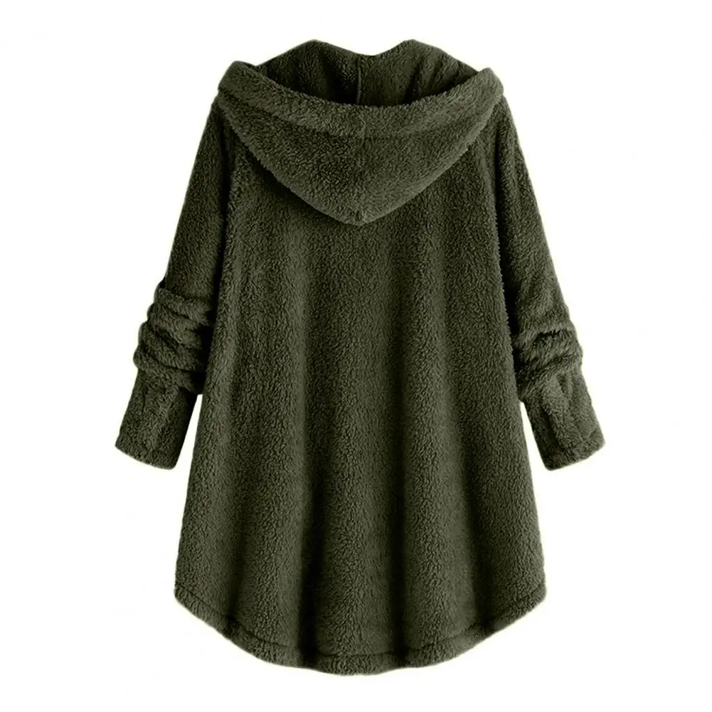 

Women's Fleece Sweatshirts Autumn Long Sleeve Flurry Soft Regular Harajuku Hoody Button Cardigan Hooded Coats Outwear