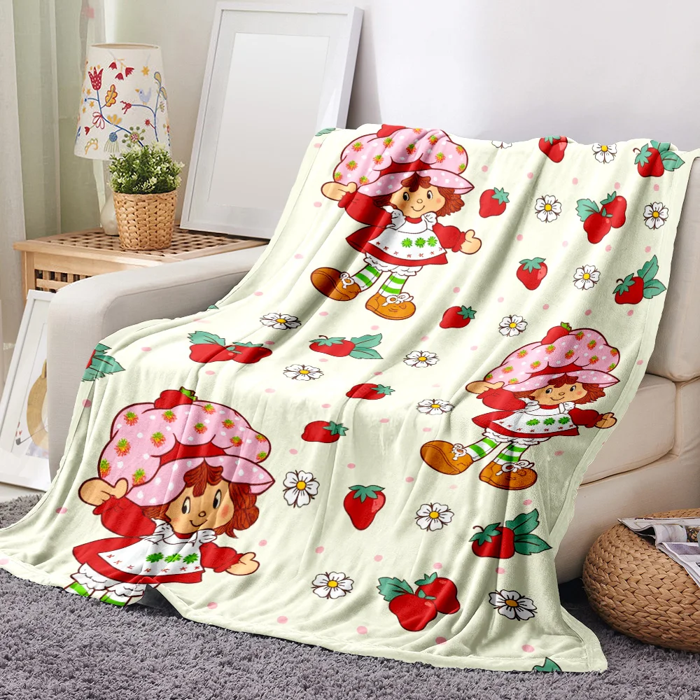 Strawberry Shortcake Character and Fruit Pattern Blanket - A Delightful and Whimsical Blanket Featuring the Beloved Strawberry