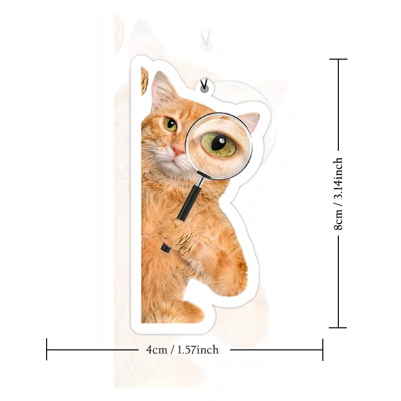 Car Air Freshener Hanging Paper Provides Long Lasting Scent for Auto or Home Cute Cat With Magnifying Glass Accessories Interior