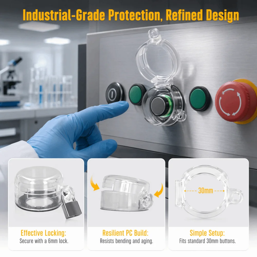 Transparent Dustproof Push Button Switch Protector 30mm Diameter PC Material Round Switch Guard BS-02 Model Clear Plastic