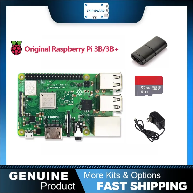 

Original Raspberry Pi 3 Model B /3B+ Plus KIT BCM2837 1.2G ,Raspberry Pi 3 B+ with 2.4G & 5G WIFI 4.2 Bluetooth and PoE