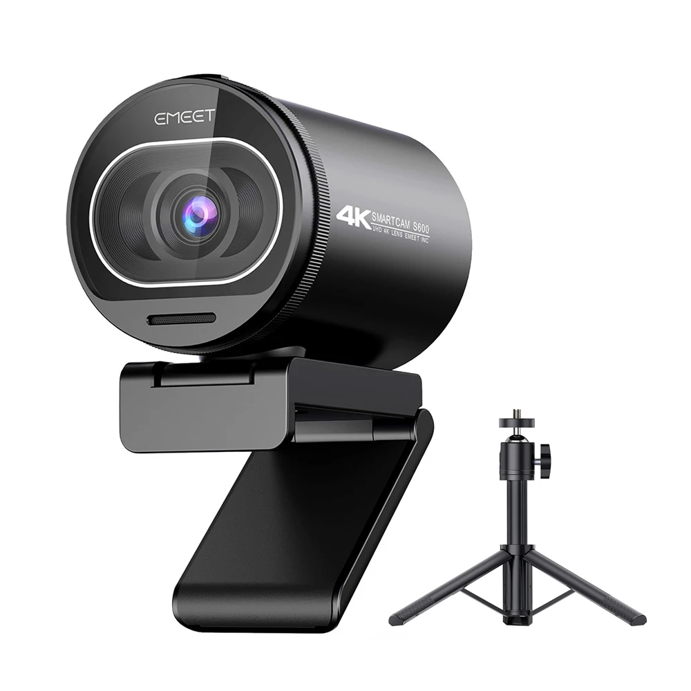 Webcam 4K EMEET S600 SmartCam avec trépied, caméra USB pour ordinateur/ordinateur portable, autofocu