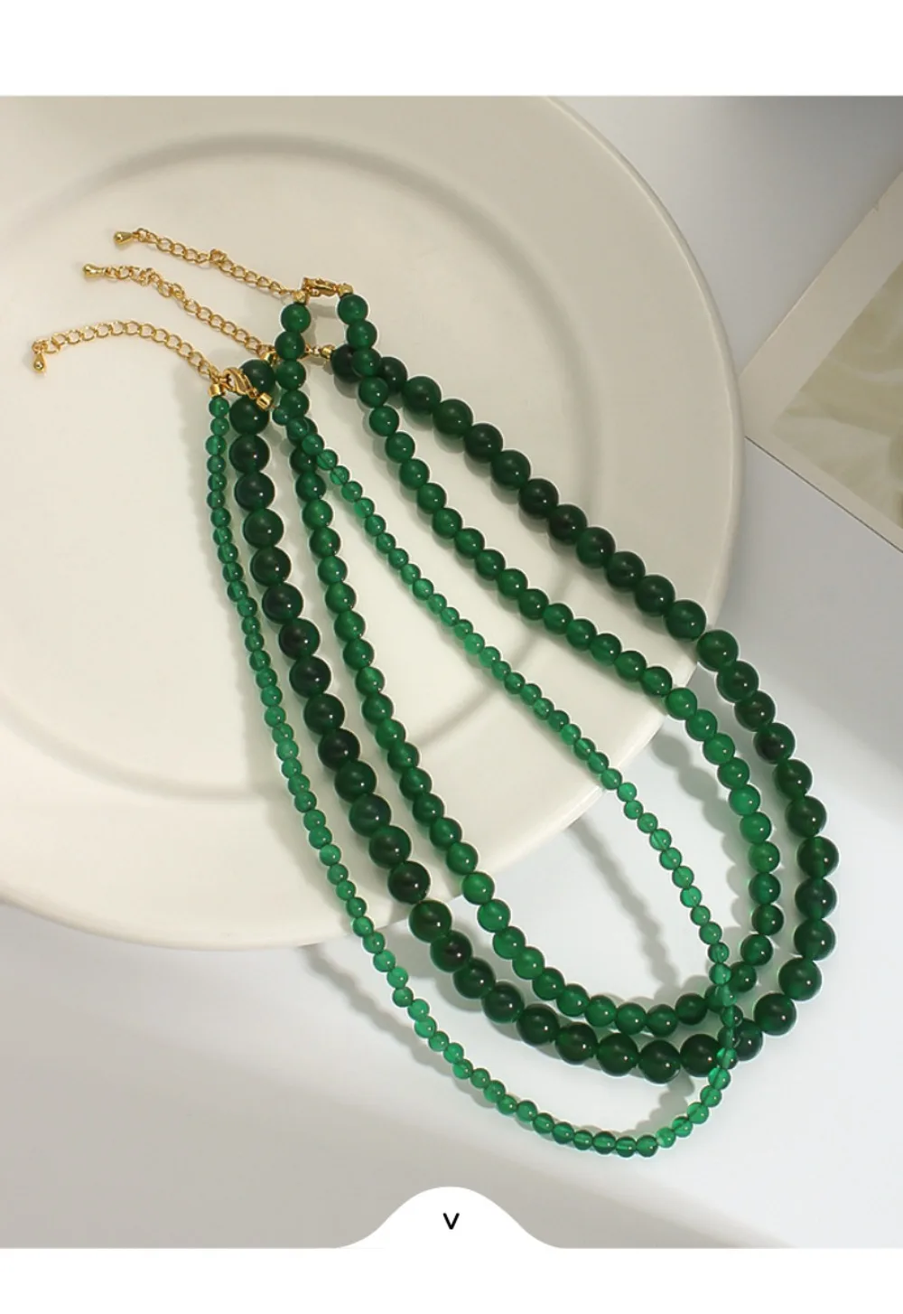 Fashion Luxurious Natural Stone Emerald Agate Necklace for Women Charm Simplicity Girl Gift Collarbone Chain Jewelry Wholesale