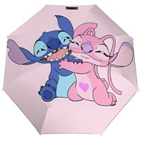 8-Rib Auto Umbrella Windproof Sunshade Kawaii Stitch And Angel Umbrella Cartoon Comic Travel Fashion Portable Portable Umbrellas
