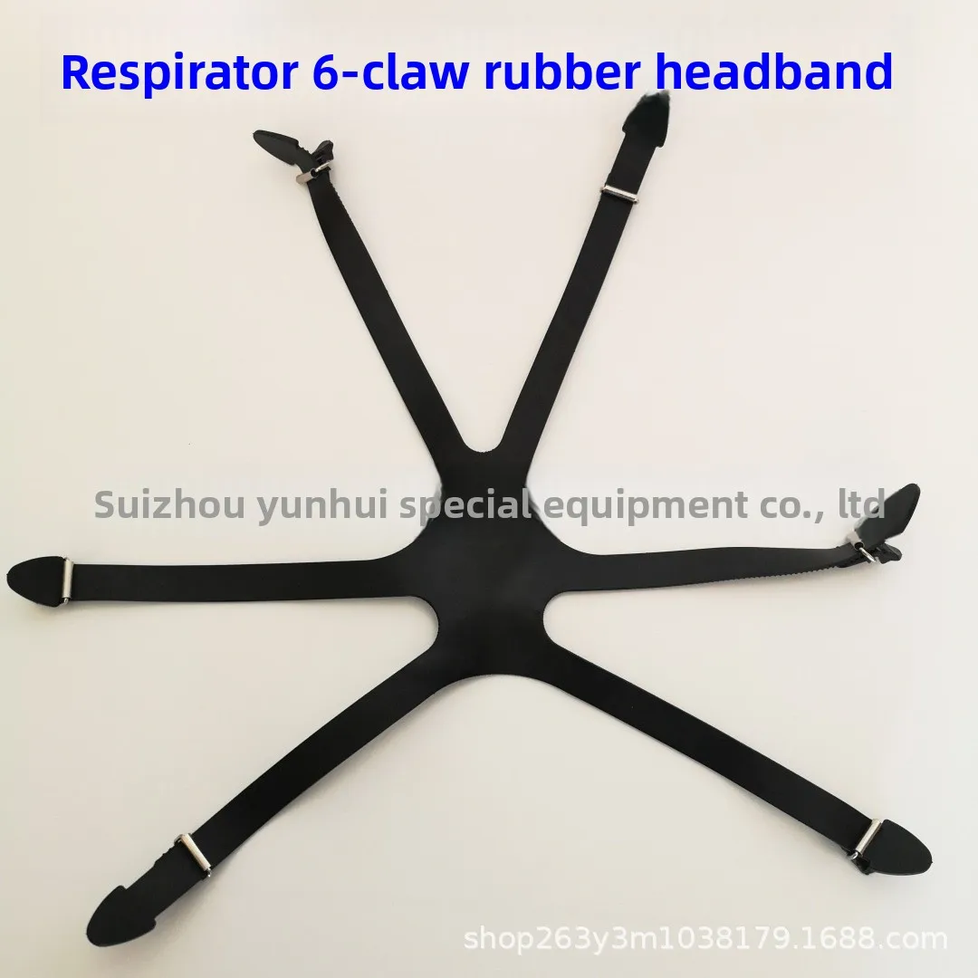 6-Point Rubber Head Harness Strap, Adjustable Replacement Headband for Gas Respirator Mask Accessory