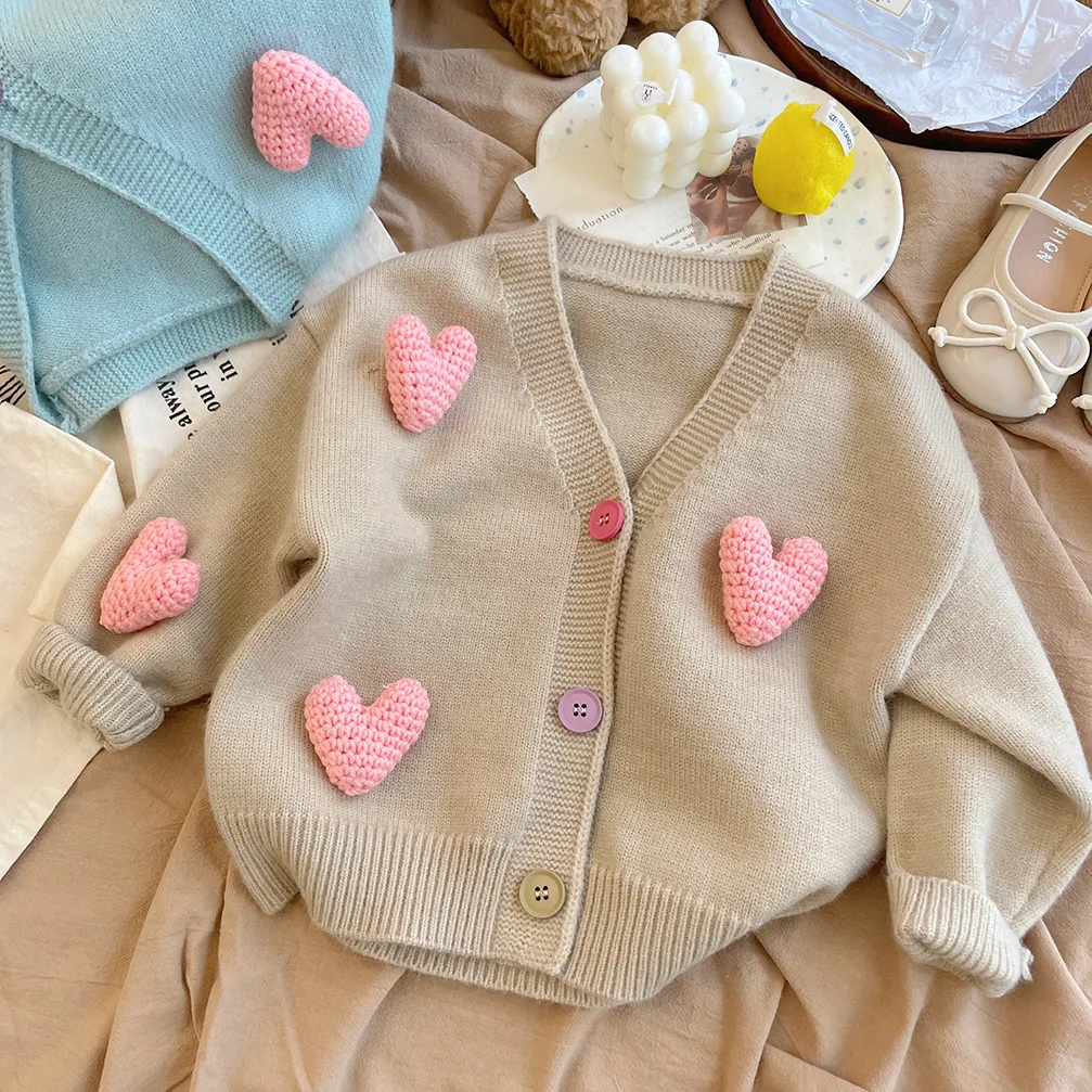 Girls Woolen Jersey Spring Autumn 2024 Children Knitted Sweaters For Baby Coats Outerwear Clothes Toddler Jackets Sweater Kids