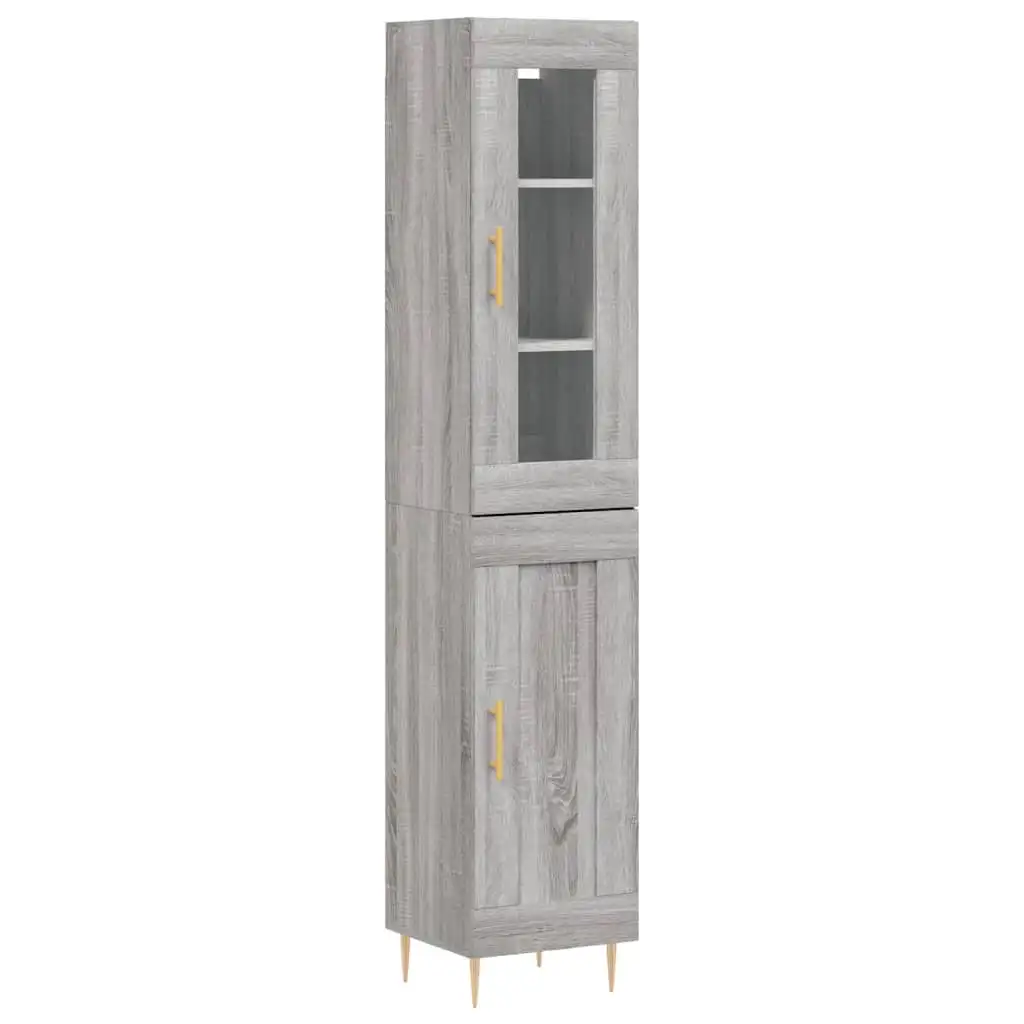 vidaXL Buffet haut Sonoma 34,5x34x180 cm en bois d'ingénierie avec grand espace de rangement, porte pratique et pieds en fer – élégance haut de gamme pour intérieur moderne