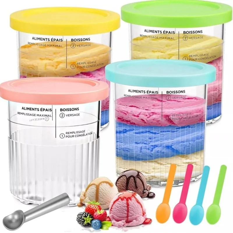 Contenants Creami (lot de 4) pour la série Ninja Creami NC301 – Pots de remplacement avec couvercles, compatibles avec NC301, NC300, NC299AMZ