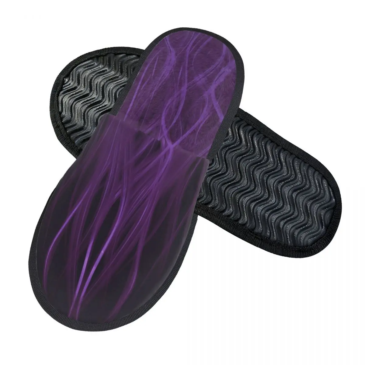 Custom Finger Flames Purple Slippers Memory Foam Warm Soft Women House Slipper Bedroom Cozy Shoes