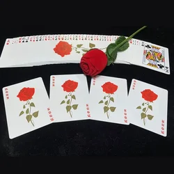 Rose Deck Magic Tricks Ace to Rose Card to Real Rose Appearing Flower Magia Romantic Close Up Illusions Gimmicks Mentalism Props