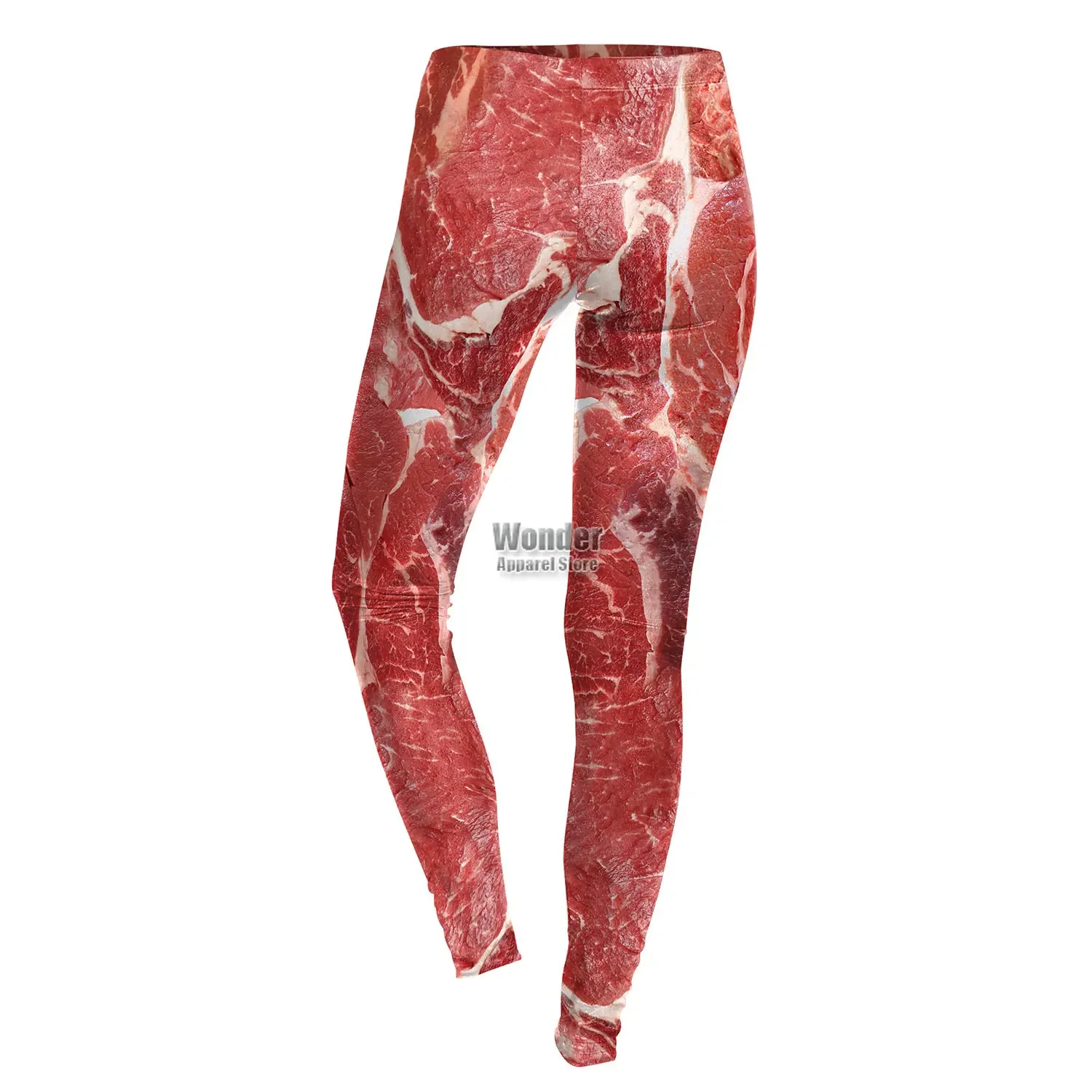 Women Sashimi Sliced Meat Beef Pork 3D Printed Fitness Elastic Pants Leggings Halloween Sleeveless Dress Party Cosplay Costume