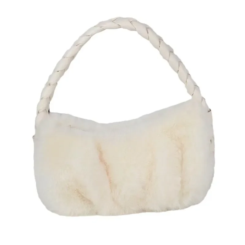 Bolso bandolera de felpa de gran capacidad, bolso de hombro con cadena tejida, bolsa portátil para teléfono móvil para niñas, nuevo otoño e invierno