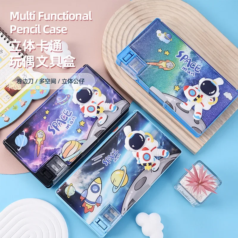 Large Capacity Pencil Case Multi-Functional Pencil Box Astronaut/Animal Design Stationery Storage Box Stationery Organizer