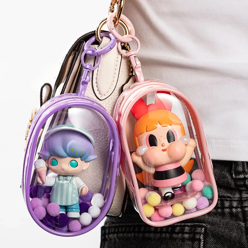 For 17cm Labubu Protect Case Labubu Large Warehouse Protective Shell  Dolls Accessories Storage with Keychaiｎ Colored ball