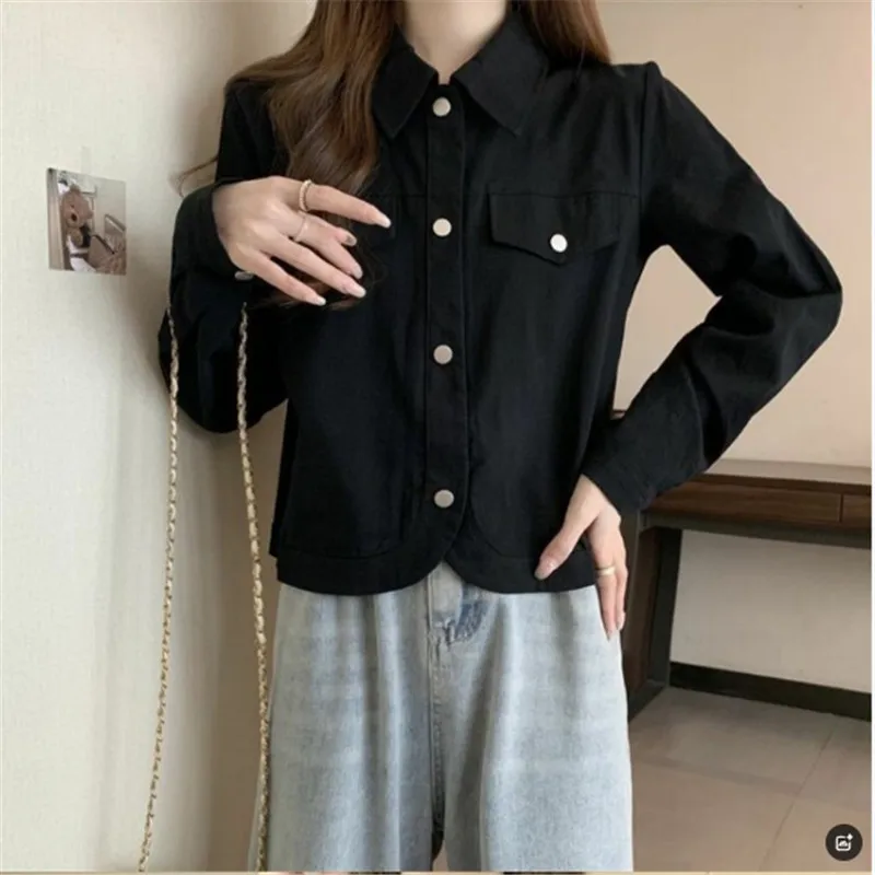 

Весенне-осеннее новое повседневное тонкое однотонное пальто, женское корейское однобортное короткое пальто с длинными рукавами, топы, женская верхняя одежда B1472