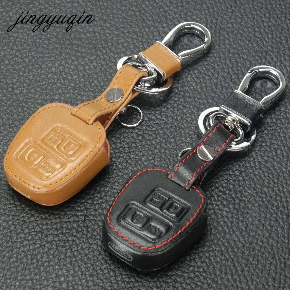 jingyuqin Leather Fob Case For Lexus ES GX Toyota RAV4 Camry Highlander Corolla Prado Avensis Yaris Auris 2 Button Car Key Shell