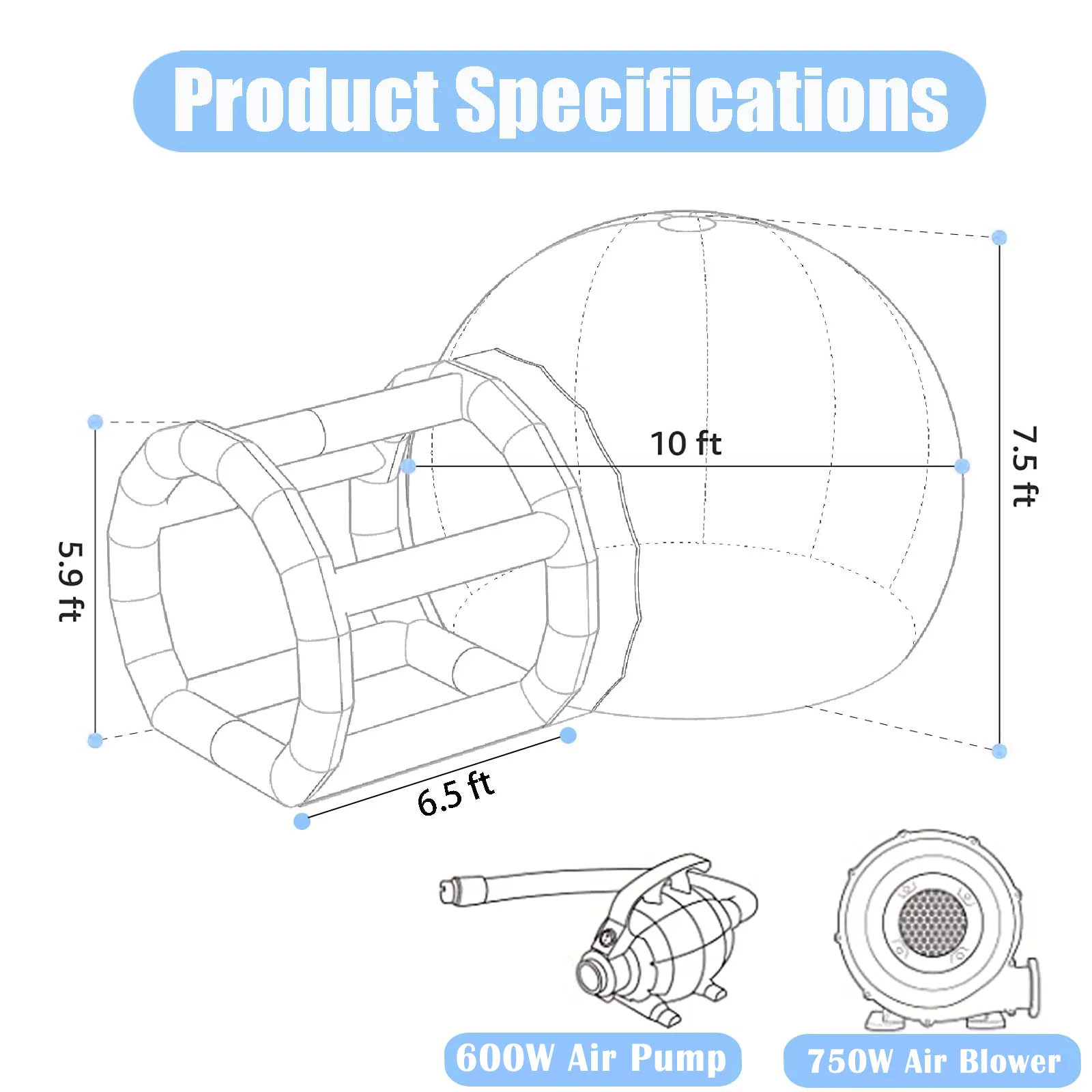 10ft Popular PVC Inflatable Bubble House Dome Tent with Blower for Balloon Party Event