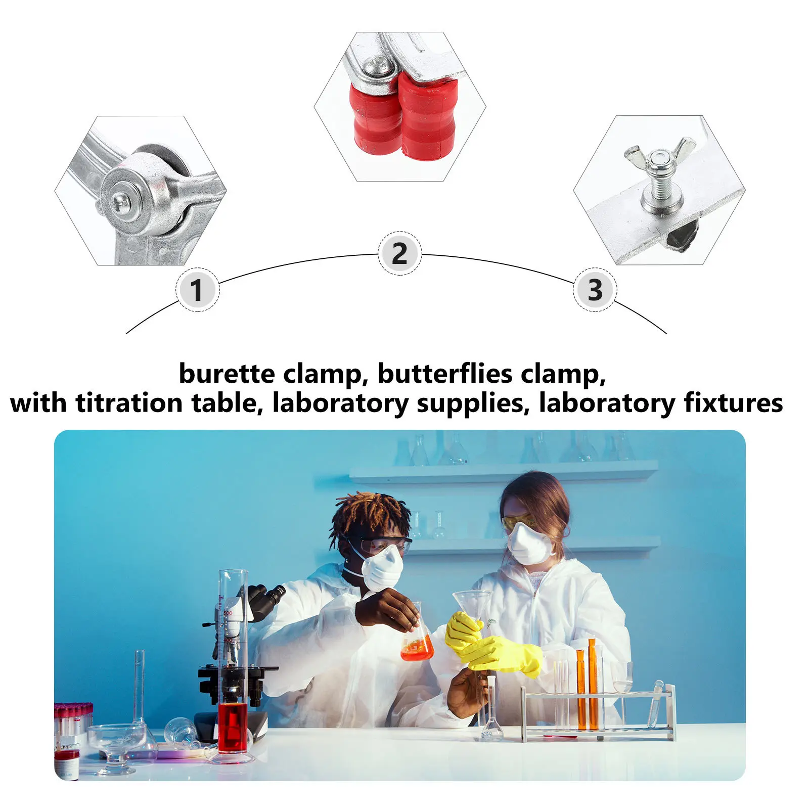 

Aluminum Clip Double Clamp Laboratory Titration Fixing Accessories for School Experiment Supplies Clip