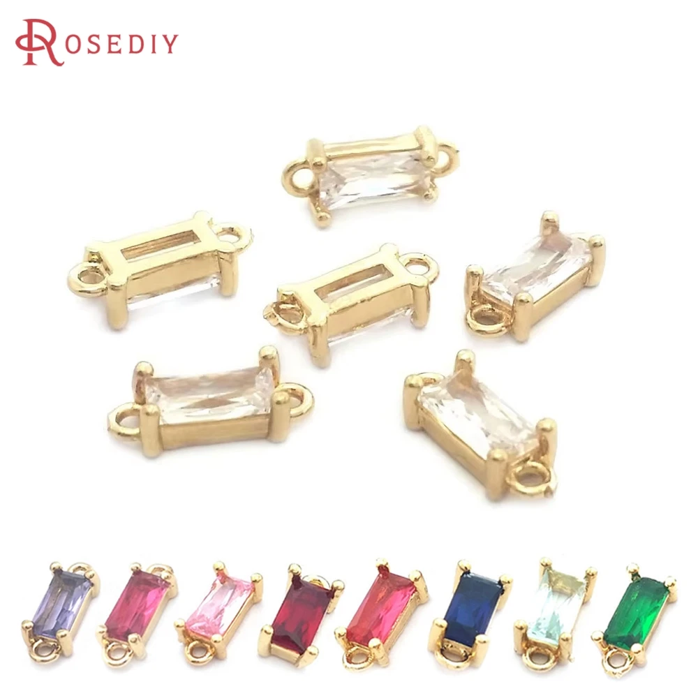 

10PCS 18K Gold Color Brass Zircon Rectangle Charms Pendants High Quality Jewelry Earrings Making Findings Diy Accessories