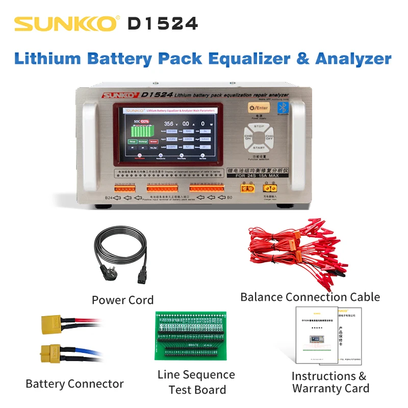 

SUNKKO D1524 15A high current lithium battery equalizer pressure difference repair balancer battery equalizer car maintenance