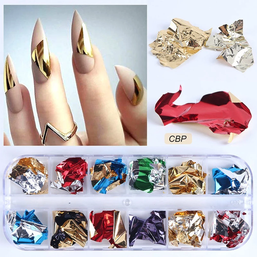 1/2pcs Nail Art einzigartige dekorative Nail Art Nägel modische Nägel sehr begehrte Goldfolie stilvolle funkelnde Pailletten