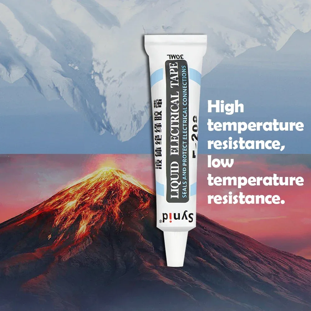 2 Kinds Types Liquid Insulation Electrical Tape Silicone 1 Oz Anti-UV Paste Tube Fast Dry Waterproof Temperature Resistant 30ML