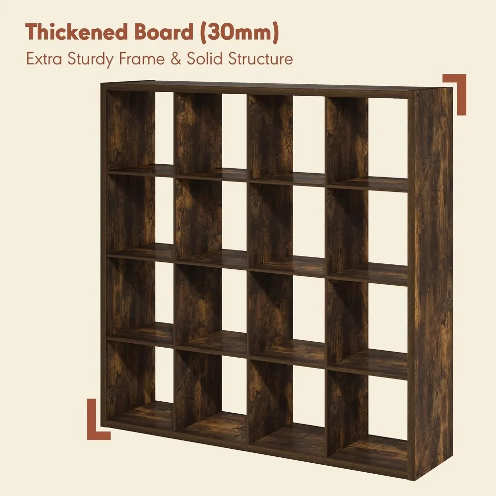 Cubicle Record Player Stand, 16-Cube Vinyl Storage Rack, Amber Pine Wood