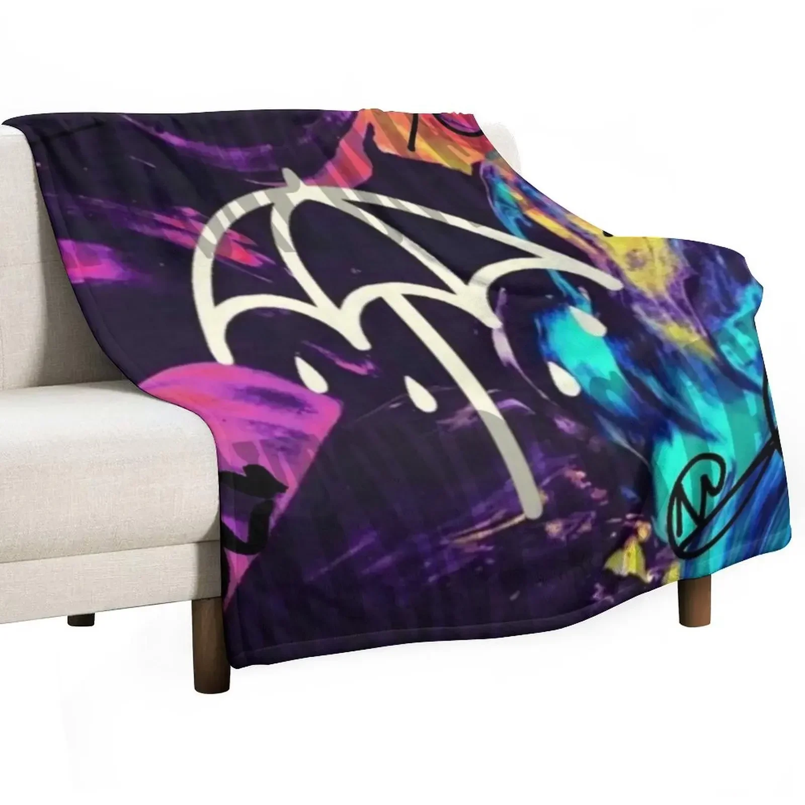 Umbrella splash with signed Throw Blanket Designers Flannel Fabric cosplay anime Plaid Thermals For Travel Heavy Blankets