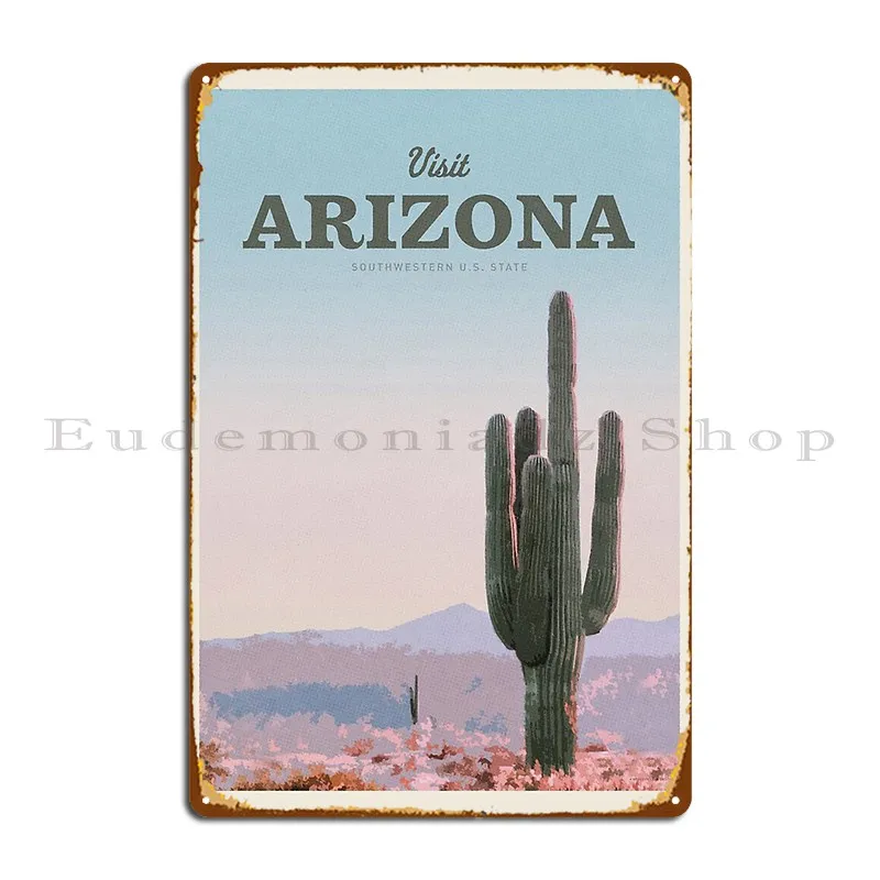 Visit Arizona Metal Sign Garage Print Cinema Wall Decor Cinema Tin Sign Poster