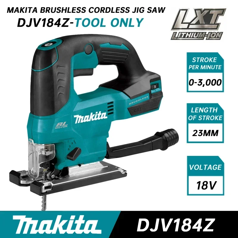 Makita DJV184 Jig Saw 18V Li-ion Battery Brushless Cordless Top Handle Jig Saw No-load Low Vibration Woodworking Power Tool