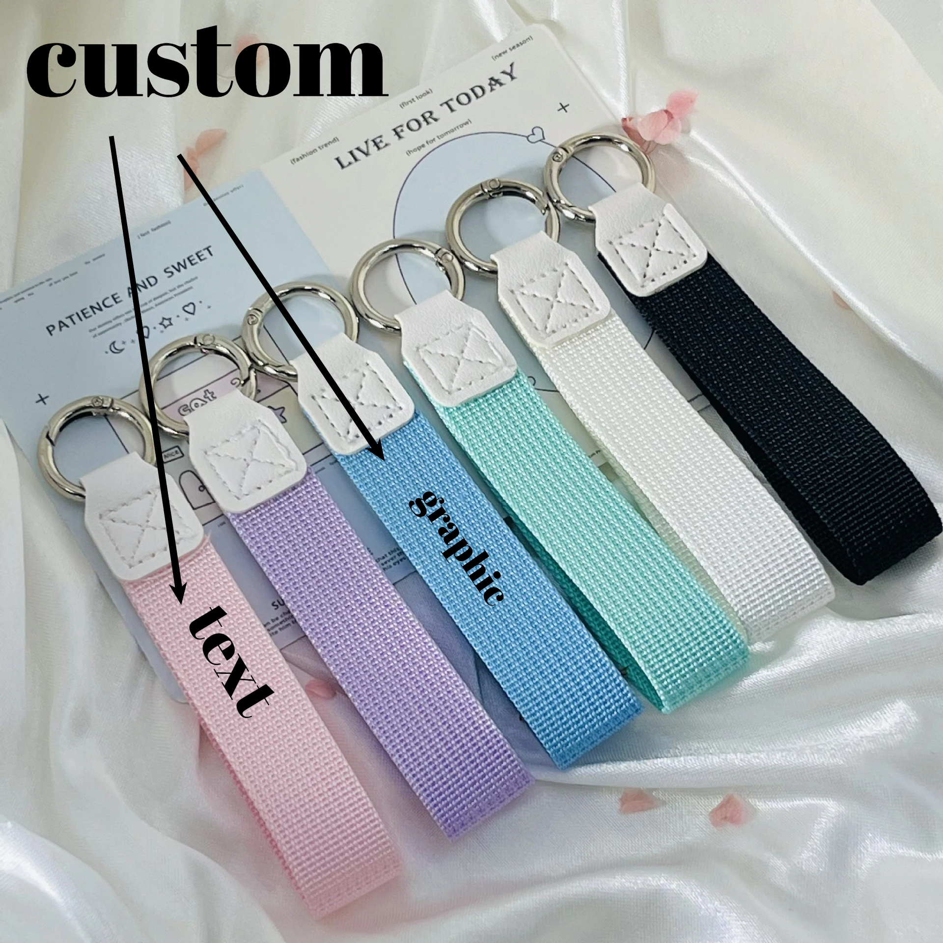 

Custom Anti-lost Simple Portable Water Bottle Lanyard Weave Ribbon Strap Hanging Key Chain Colored Pendant Personalize Key Ring