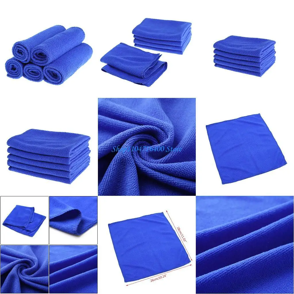 

y1gd 5 Pcs Soft Absorbent Wash Cloth Car Auto Care Microfiber Cleaning Towels