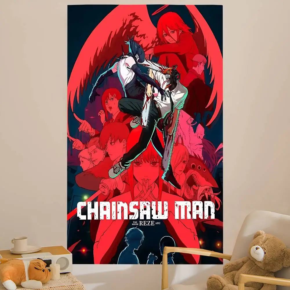 Popular Anime C-Chainsaw M-Man Reze Arc Chart Tapestry Home Decoration Hippie Bohemian Decoration Divination Wall Hanging Home