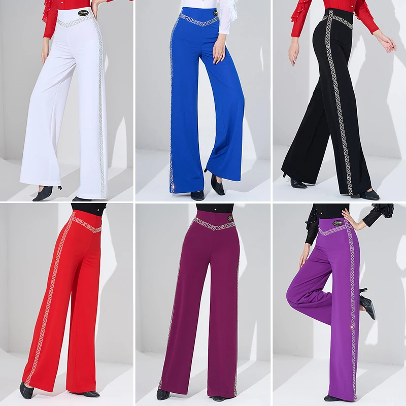 

Брюки для латинских танцев по индивидуальному заказу, национальный стандарт, одежда для бальных танцев, румба, ча-ча, самба, джинсовая одежда для борьбы с бульбой, женская одежда с дрелью