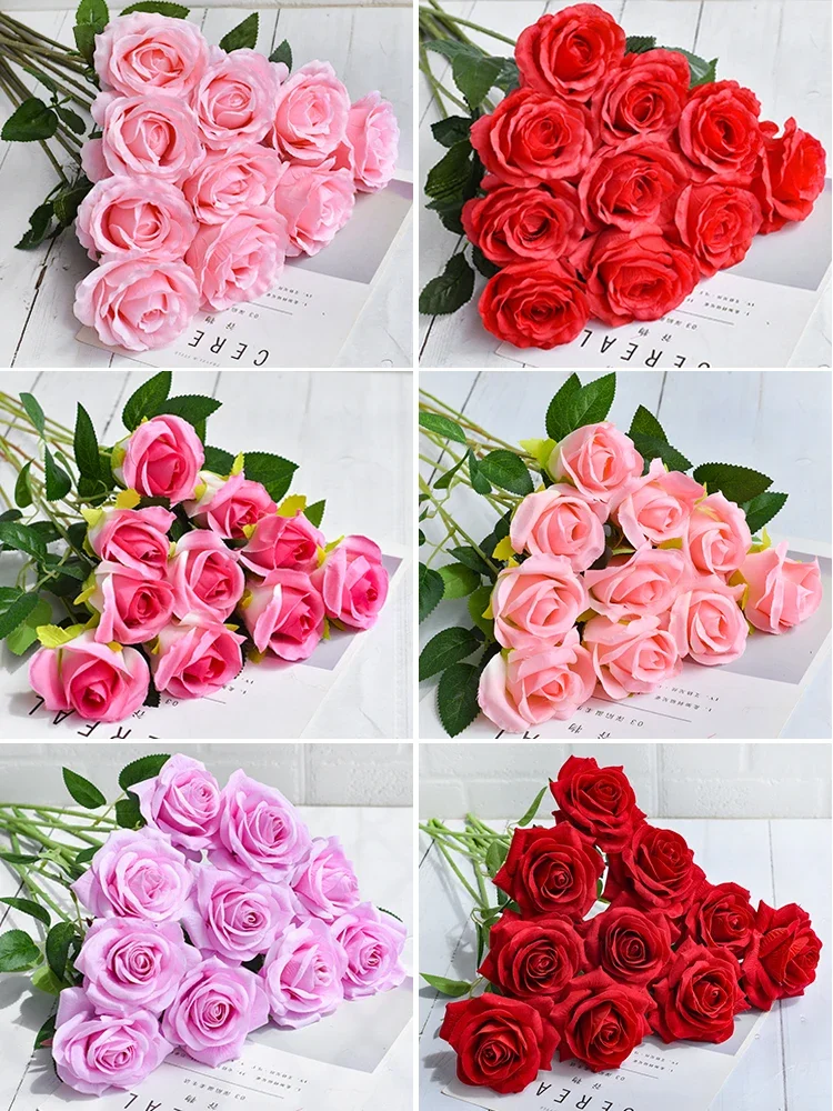 

Rose simulation flower Valentine's Day plastic fake bouquet home decoration living room dining table dried flower arrangement