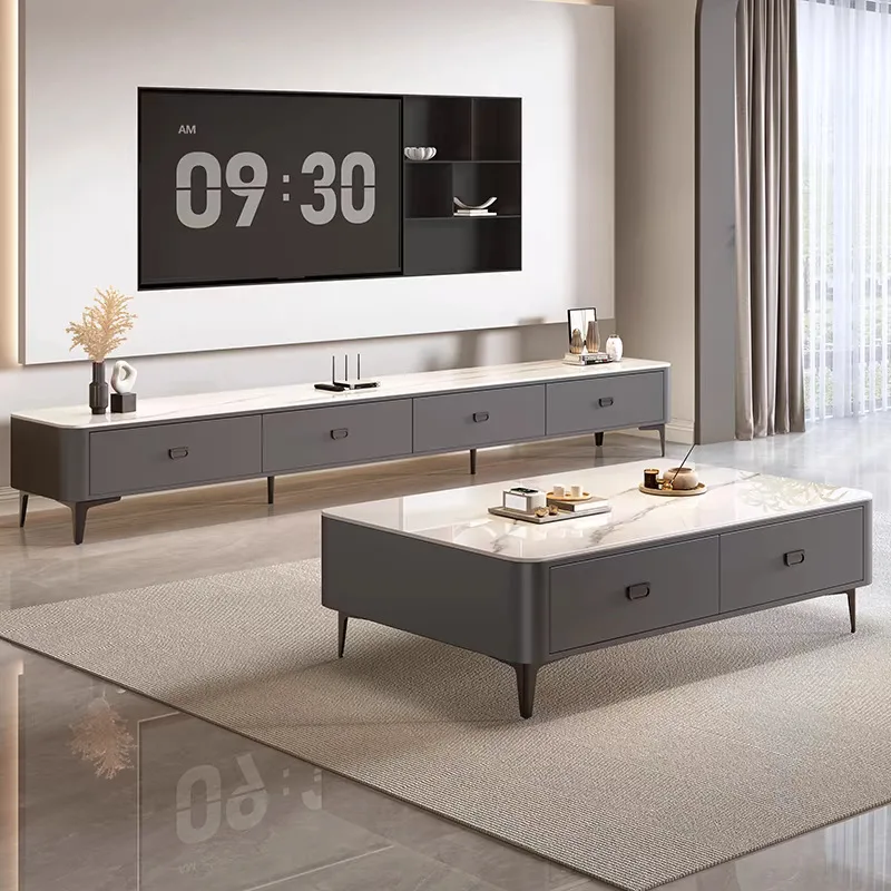 

TV cabinet floor-to-ceiling living room home 2025 new small apartment light luxury high-end coffee table TV cabinet combination