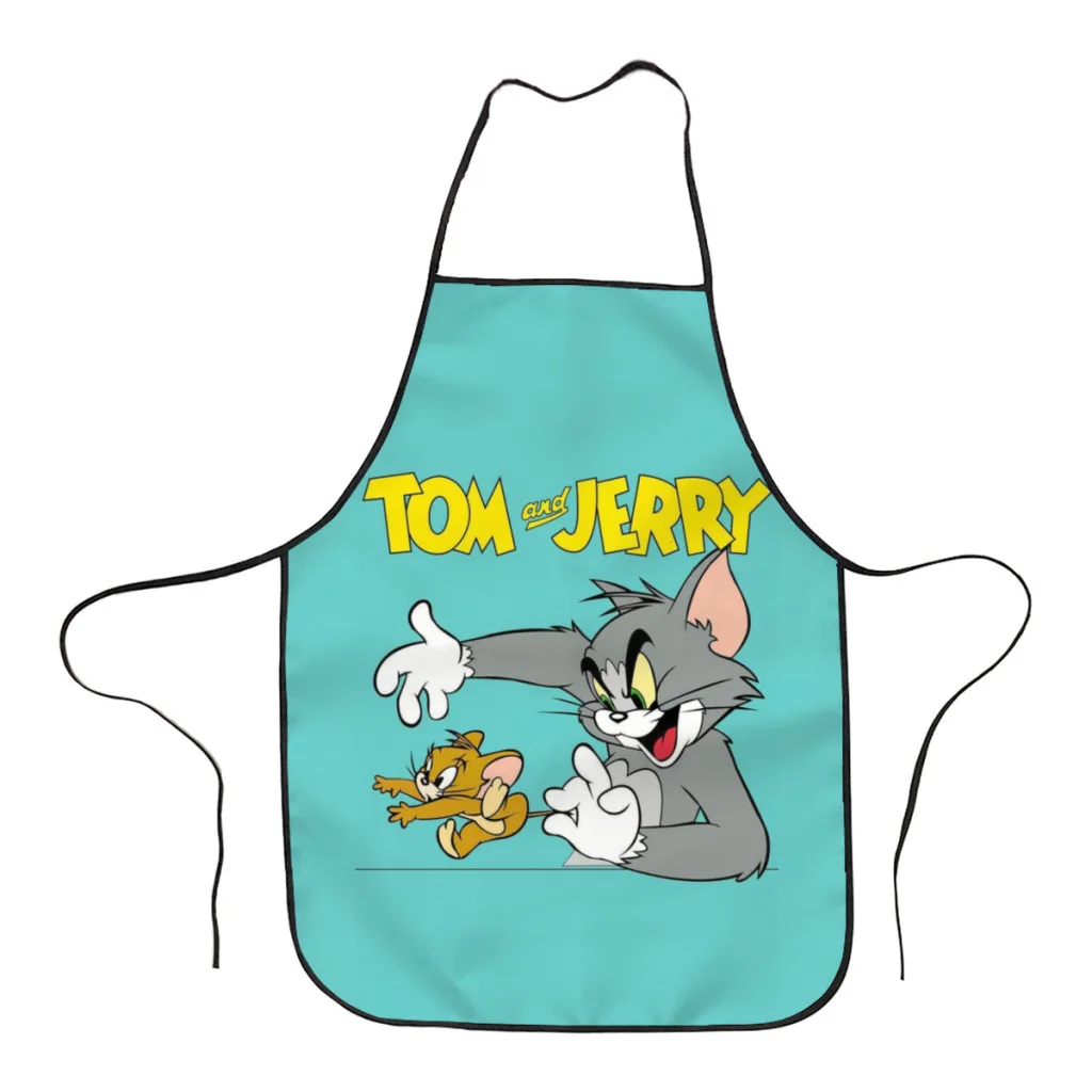 

Anime-Tom-and-Jerry-Creative Kitchen Women Apron Household Cleaning Composite Pinafore Salon Home Cooking Baking Adult