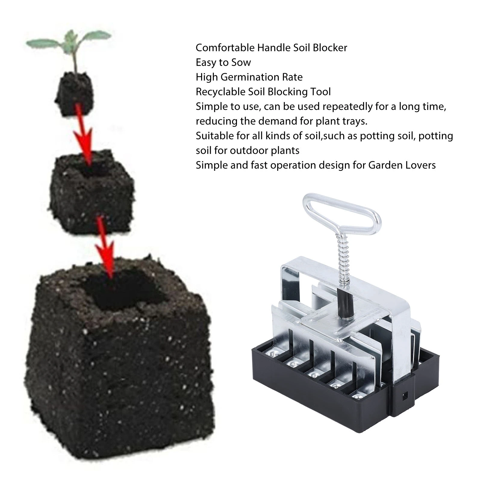 

Garden Blocking Tools Handheld Soil Blocker Soil Block Maker Mini Hand Held Soil Blocking Tool Comfortable Handle Gardening Tool