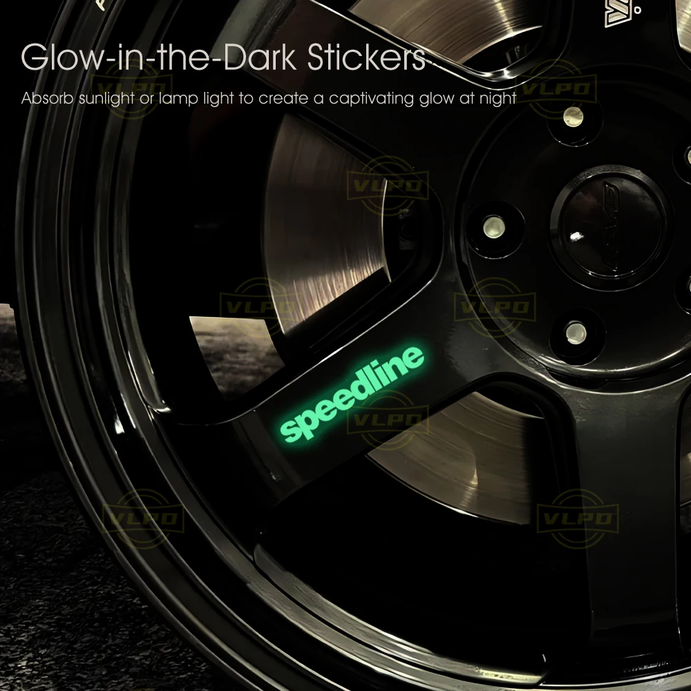 4 Pcs Car Glow Stickers Waterproof Decals for Speedline Wheels Decoration