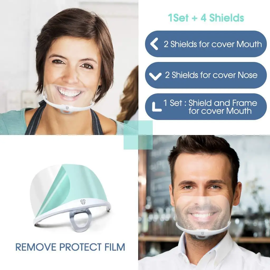 10Pcs Reusable Transparent Anti-fog Mask Shield Cover Restaurant School Plastic Anti-saliva Mouth Shield Beauty Tattoo Accessory