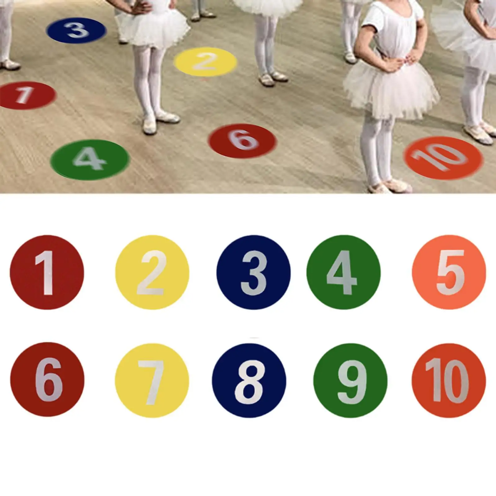 10Pcs Numbered Floor Spot Markers Landmark Mat for Classroom Court Floor