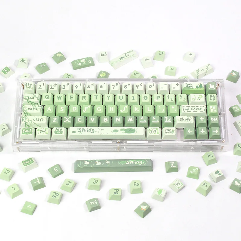 Green Spring outing theme Original height 129-key PBT sublimation Personality adaptation Mechanical keyboard cap